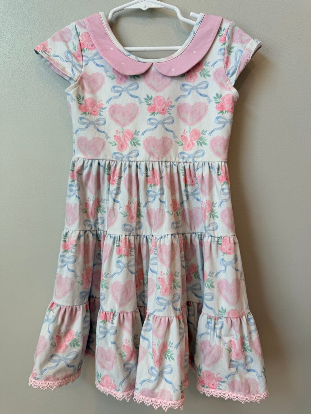 Cheeky Plum 4T Sweetheart Hearts & Roses Peter Pan Collar Ruffle Twirl Dress